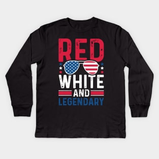 Red White And Legendary | Sunglasses (US Flag) Kids Long Sleeve T-Shirt